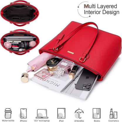 Handtasche Damen 4-teiliges Set Schultertasche Tragetasche Büro Reise