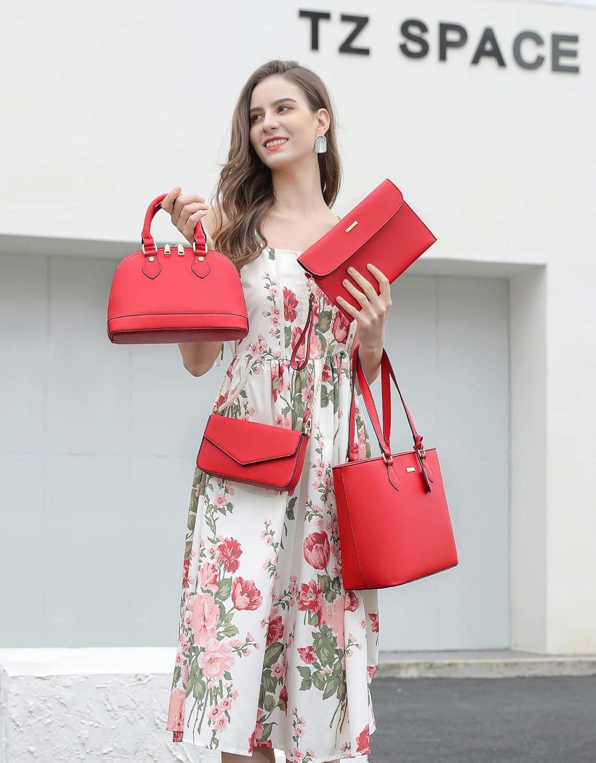 Bagsure Damen Handtasche 4-teiliges Set für Büro Schule Einkauf Reise