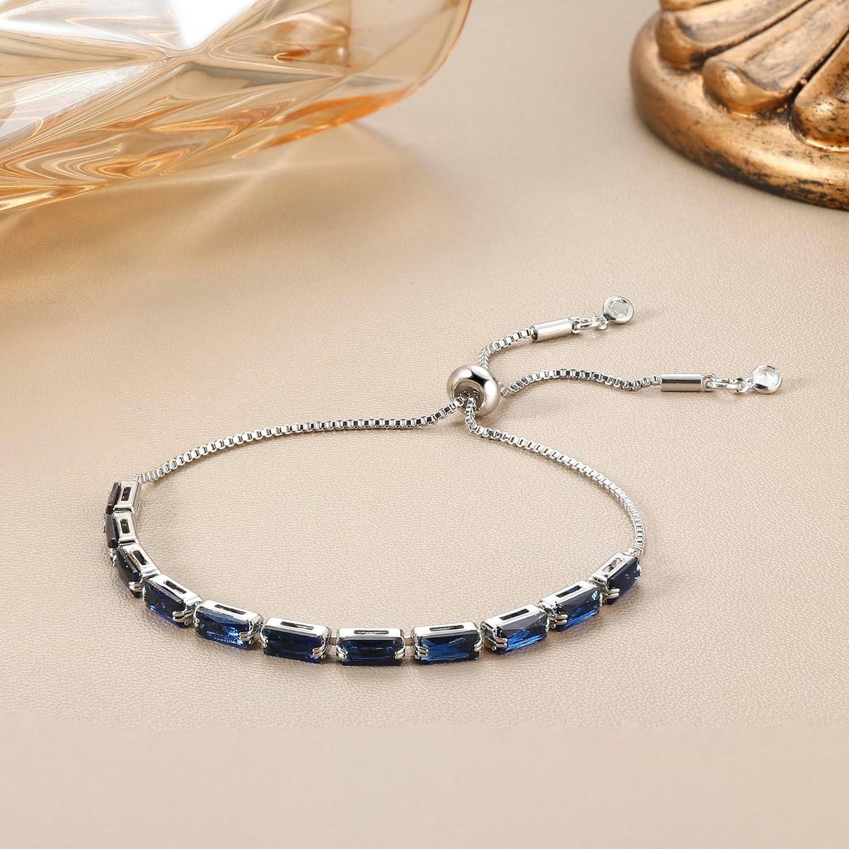 Armband Damen Tennis Kristall Mehrfarbig Zirkonia Geschenk Box Gold