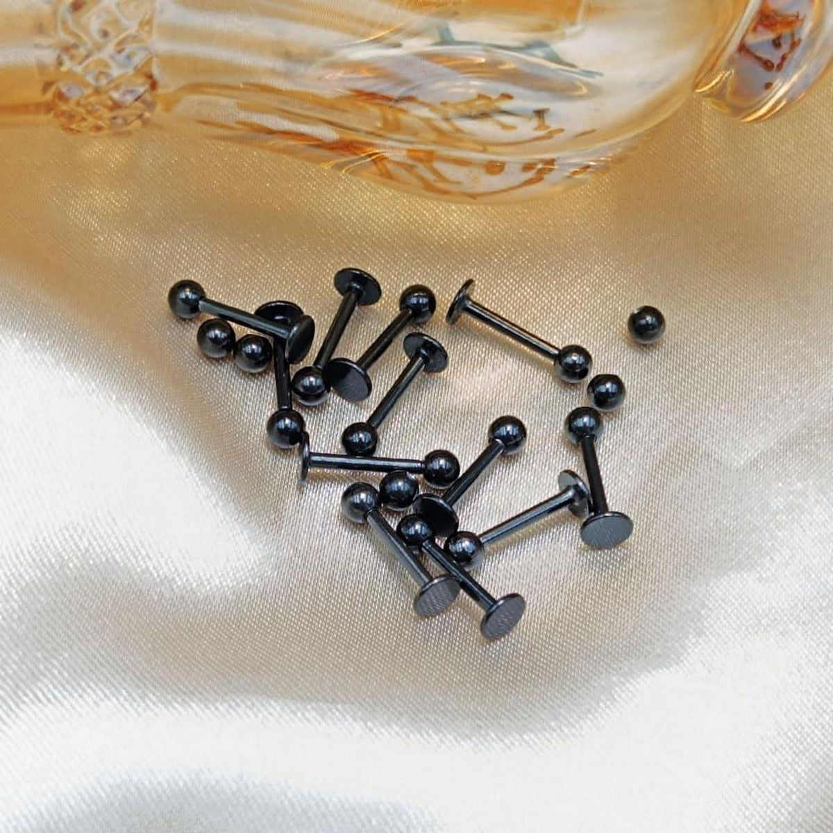 12er Lippenpiercing Set Chirurgenstahl Labret Helix Tragus Stud Silber Gold Schwarz