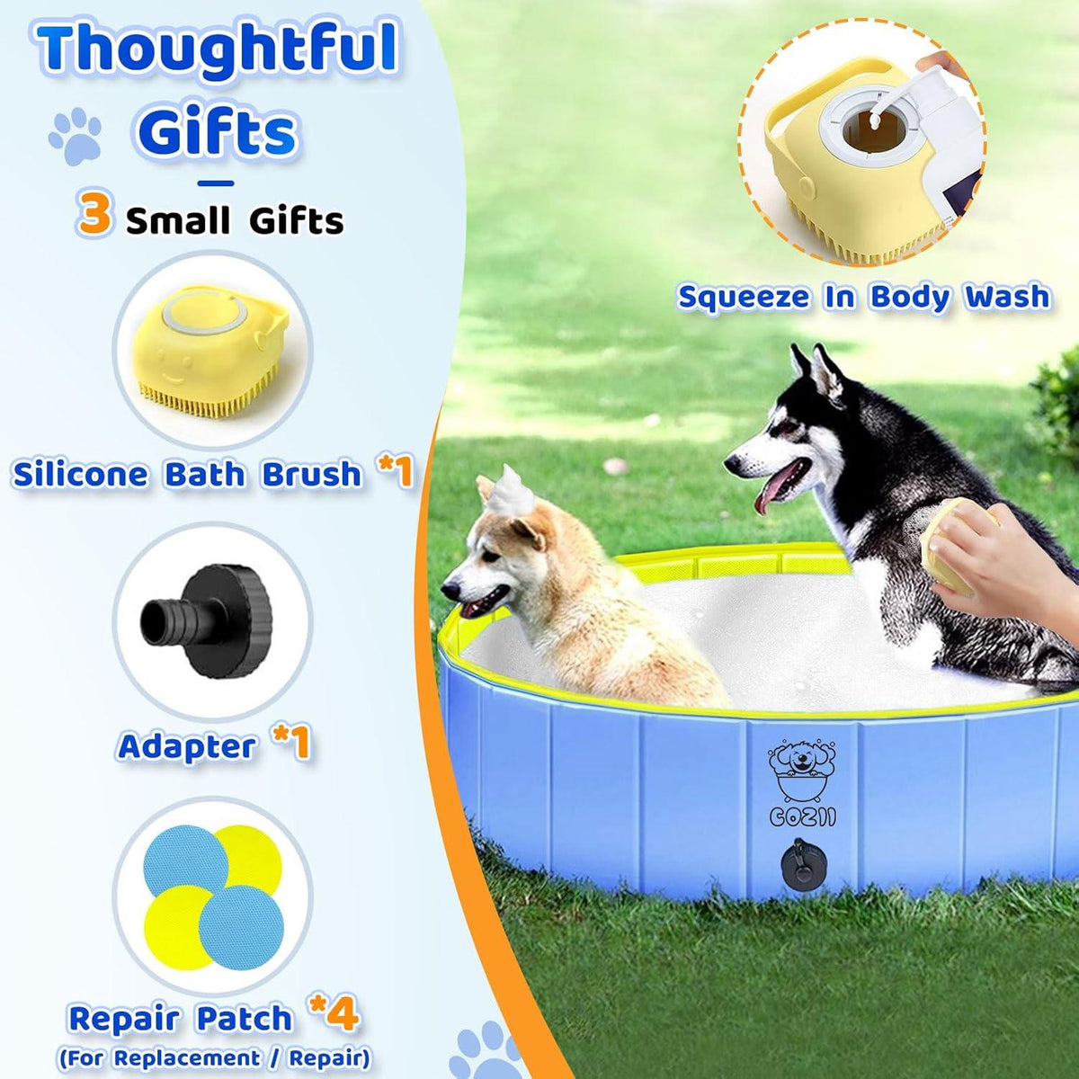 Hundepool 80x20cm für Kleine Hunde Planschbecken Tragbar Rutschfest