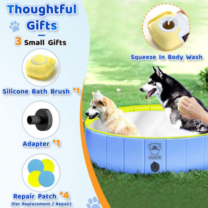 Hundepool 80x20cm für Kleine Hunde Planschbecken Tragbar Rutschfest