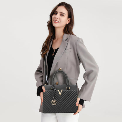 Miss Lulu Damen Handtasche V-Stepp Henkeltasche Goldene
