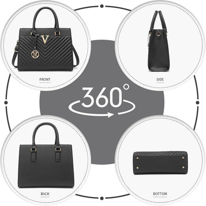 Miss Lulu Damen Handtasche V-Stepp Henkeltasche Goldene