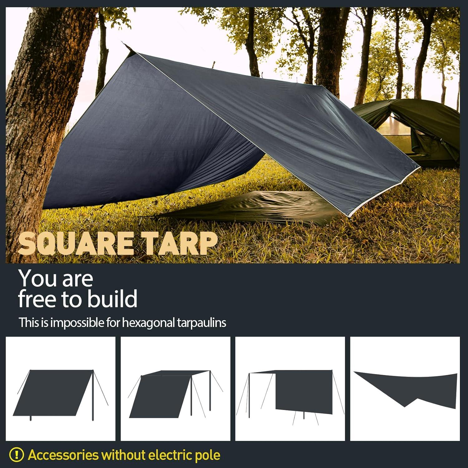Tarp 3x4M Wasserdicht Ultraleicht Camping Zeltplane Hängematte