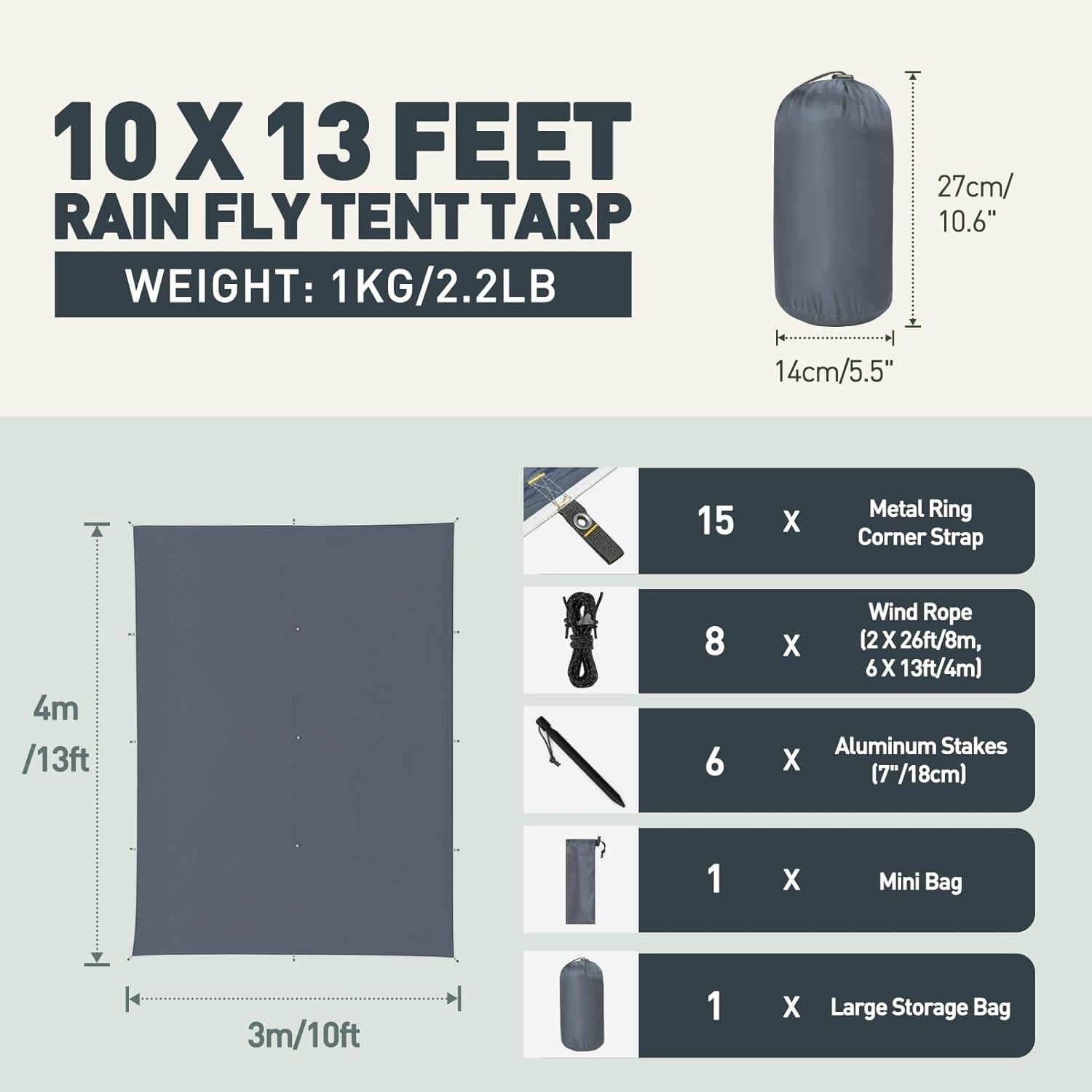 Tarp 3x4M Wasserdicht Ultraleicht Camping Zeltplane Hängematte