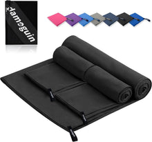 3er-Set Mikrofaser Fitness Handtuch Schnelltrocknend Schwarz