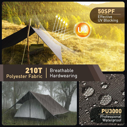 VOSOIR Tarp 3x3M Ultraleicht Wasserdicht für Camping