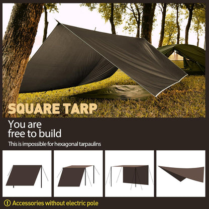 Ultraleichtes VOSOIR Tarp 3x3M Wasserdicht Camping Zeltplane Anti-UV Sonnenregen