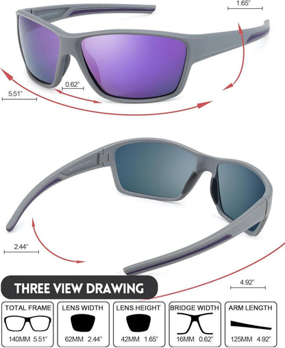 Polarisierte Sport Sonnenbrille Damen UV400 Schutz Blau