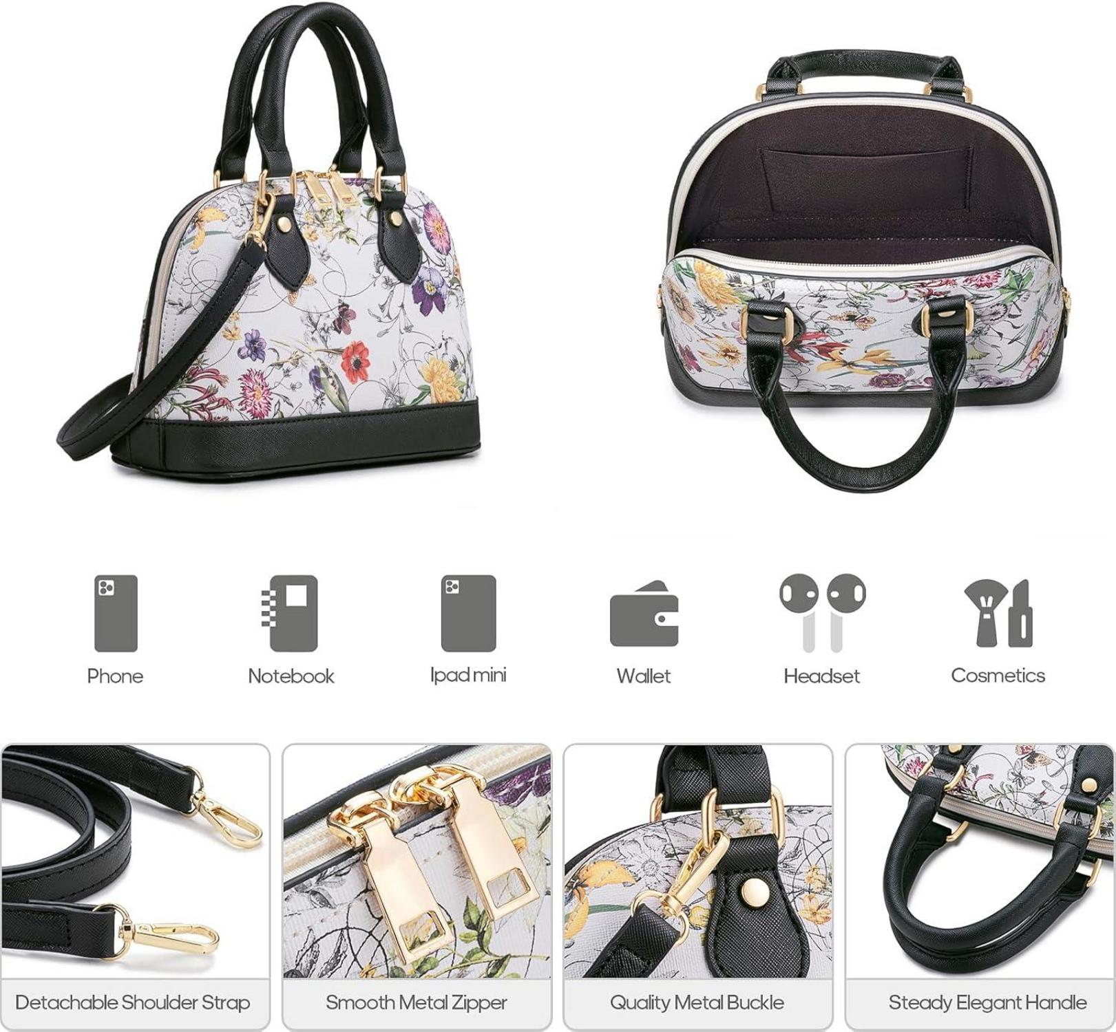 4-teiliges Handtaschen Set für Damen Blumenmuster