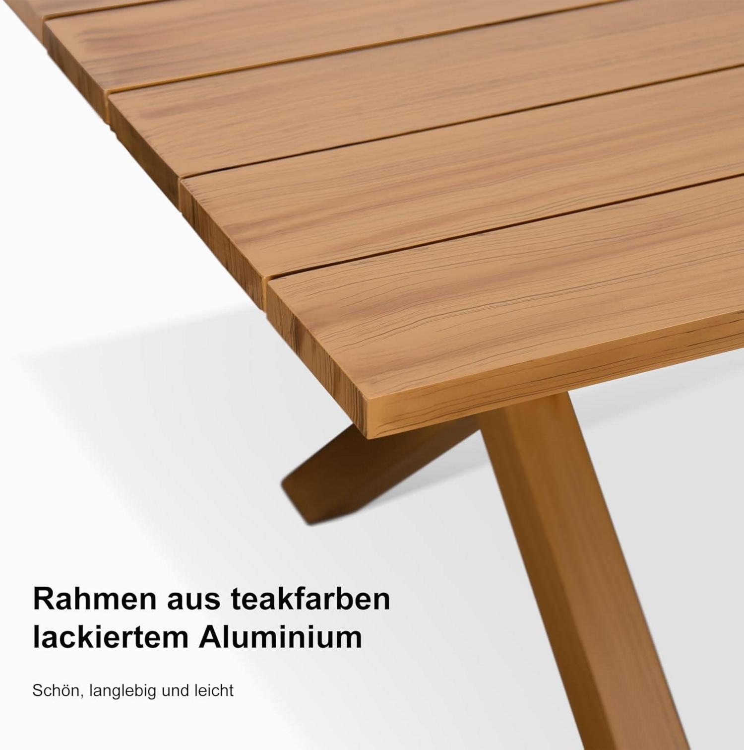 Terrassenmöbel Set 11-tlg Aluminium Gartenmöbel Natur Rattan