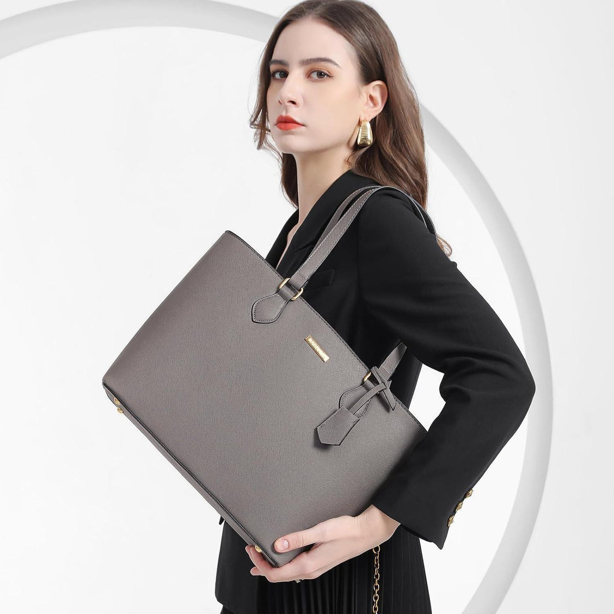 Damen Handtaschen Set 4-teilig Schultertasche Tragetasche Grau