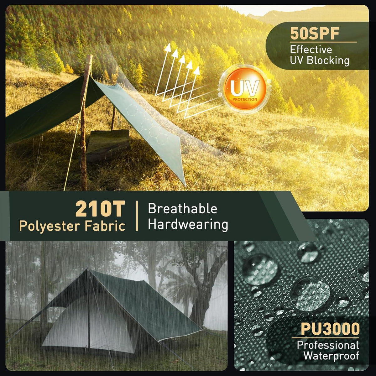 Ultraleichte Camping Zeltplane 3x5M Wasserdicht Schutz