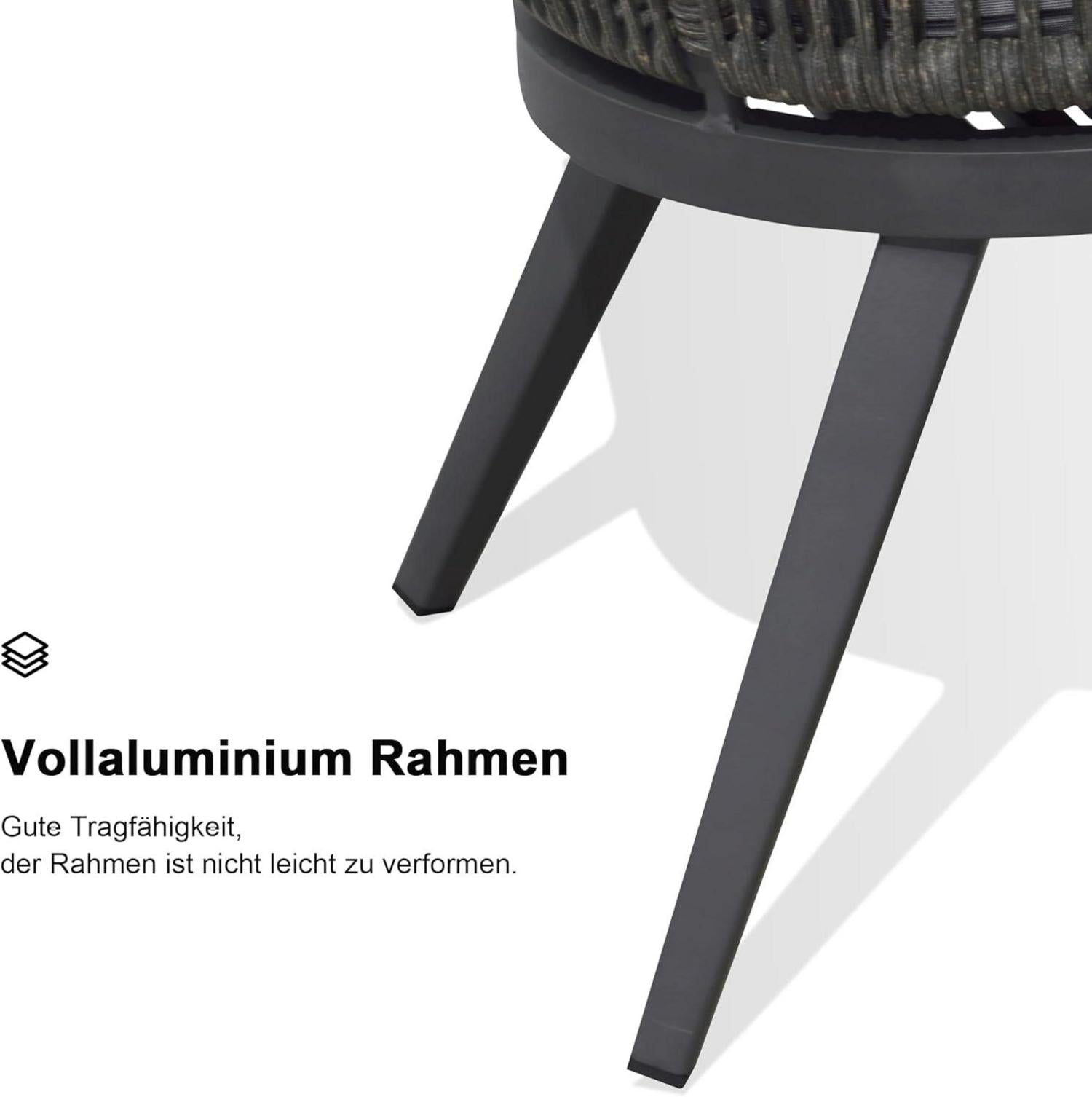 Gartenmöbel-Set 7-TLG PE Rattan Grau Außenmöbel mit Tisch und Stühlen