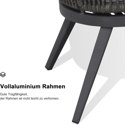 Gartenmöbel-Set 7-TLG PE Rattan Grau Außenmöbel mit Tisch und Stühlen