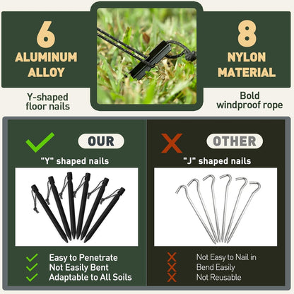 VOSOIR 3x4M Tarp Zeltplane Wasserdicht Ultraleicht 15 Öse+6 Aluminiumstifte+8 Nylonseile Blau