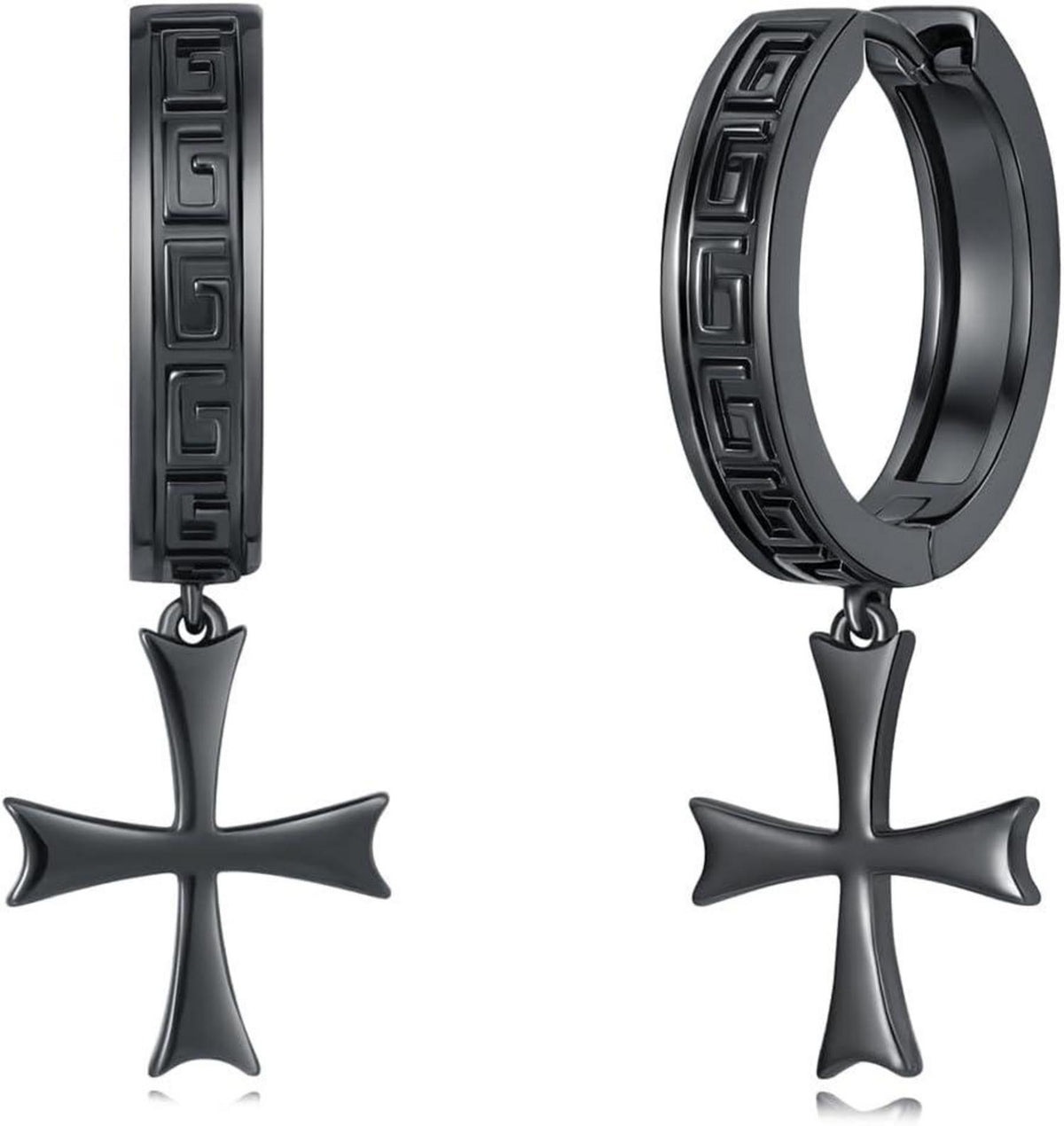 Große Kreuz Ohrringe Hängend Schwarz Damen Herren Gift