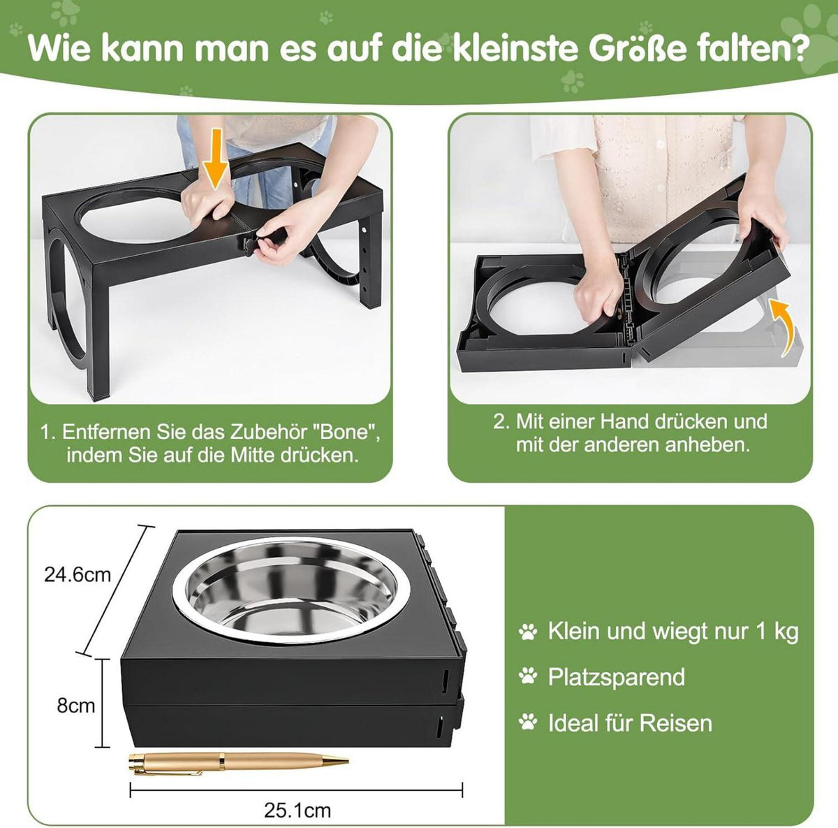 XBEN Erhöhter Hundenapf, 5 Höhenverstellbar, Futterstation 2 Edelstahl Näpfe