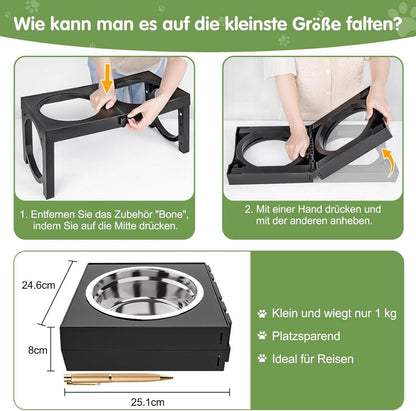 XBEN Erhöhter Hundenapf, 5 Höhenverstellbar, Futterstation 2 Edelstahl Näpfe
