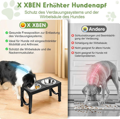 Hundenapf 5-stufig verstellbar Futterstation Edelstahlschalen