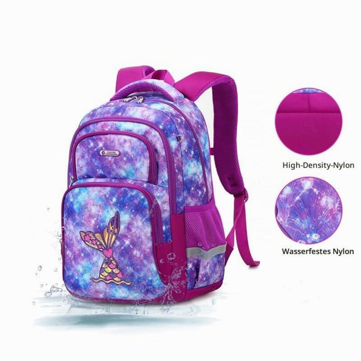 Kinderrucksack Meerjungfrau 3er-Set Lila