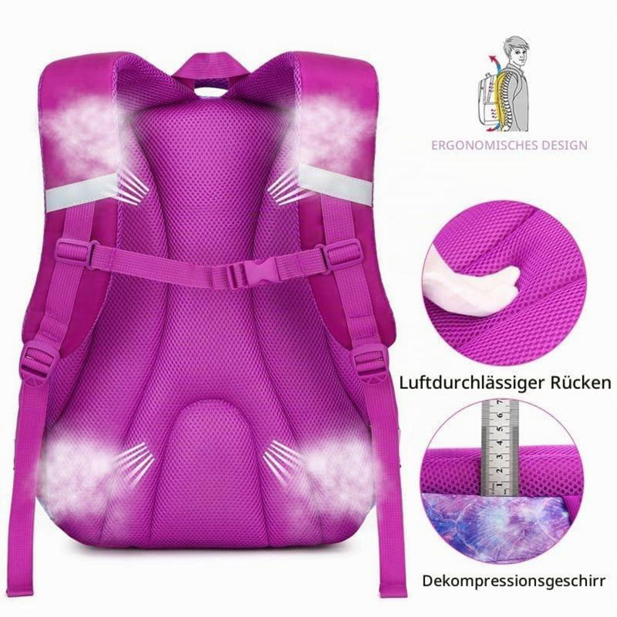 Kinderrucksack Meerjungfrau 3er-Set Lila