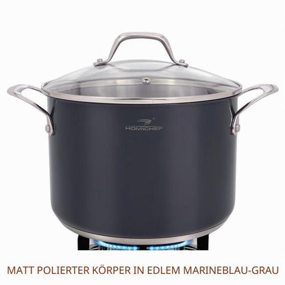 10-teiliges Edelstahl Kochgeschirr-Set Marinegrau – Nickelfrei & Gesund