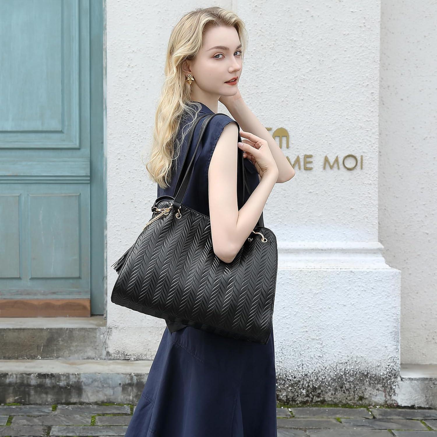 Miss Lulu Damen Handtasche Leder Hobo Groß Schultertasche