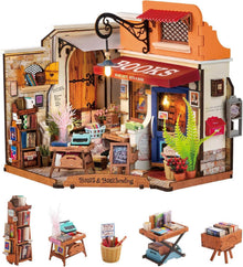 DIY Puppenhaus Ecke Buchhandlung Holzmodell Bausatz LED 3D