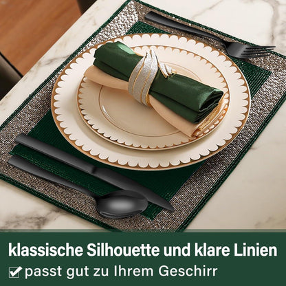 36-teiliges Edelstahl Besteckset für 6 Personen, Schwarz, Matt