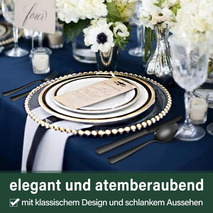 36-teiliges Edelstahl Besteckset für 6 Personen, Schwarz, Matt