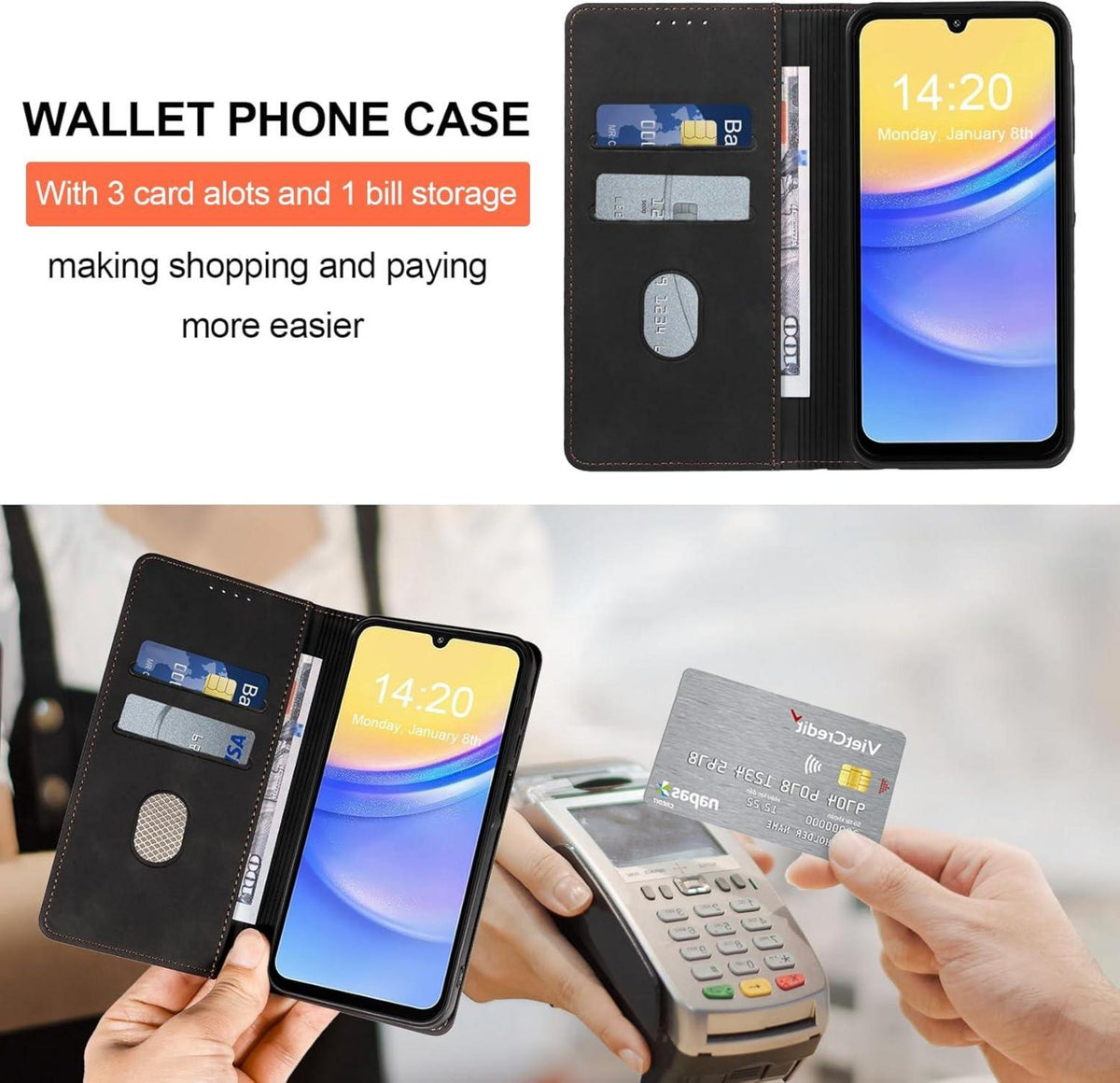 Handyhülle für Samsung Galaxy A15 4G/5G - Premium Leder Flip Case mit