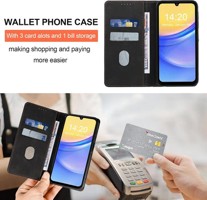 Handyhülle für Samsung Galaxy A15 4G/5G - Premium Leder Flip Case mit