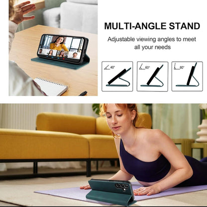 Handyhülle Samsung Galaxy A15 4G/5G Hülle Panzerfolie Leder Flip Case - Seegrün