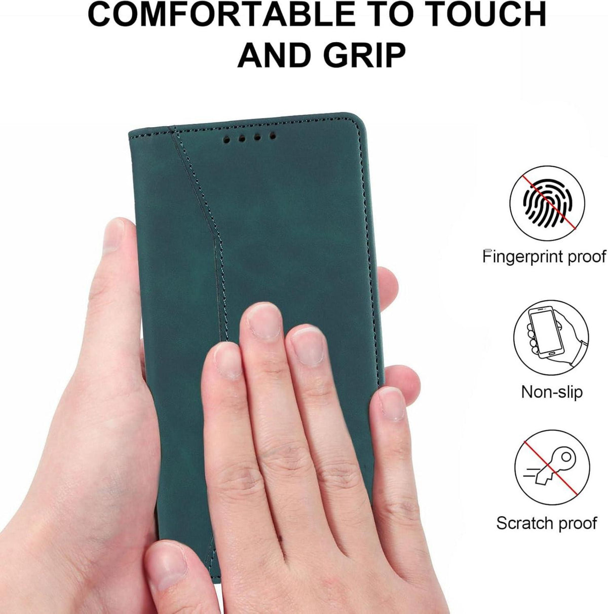 Handyhülle Samsung Galaxy A15 4G/5G Hülle Panzerfolie Leder Flip Case - Seegrün