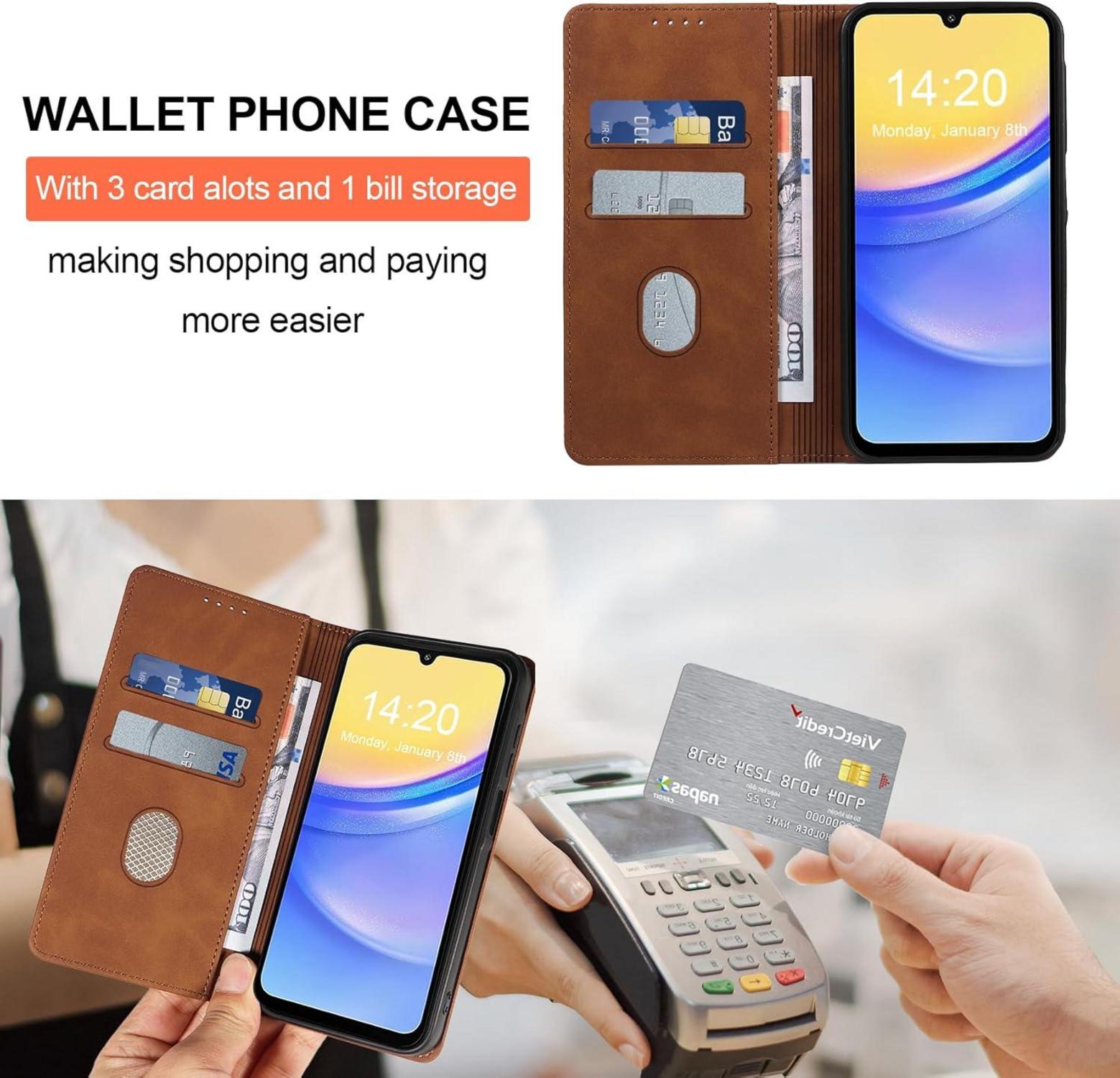 Handyhülle Samsung Galaxy A15 4G/5G, Leder Schutzhülle mit