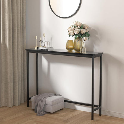 Schmaler Bambus Konsolentisch Schwarz 100 cm – Flur & Wohnzimmer