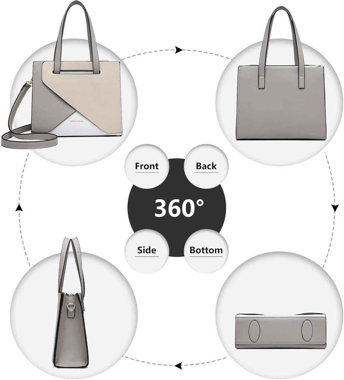 Miss Lulu Damen Handtasche Henkeltasche PU Leder Schultertasche Blau