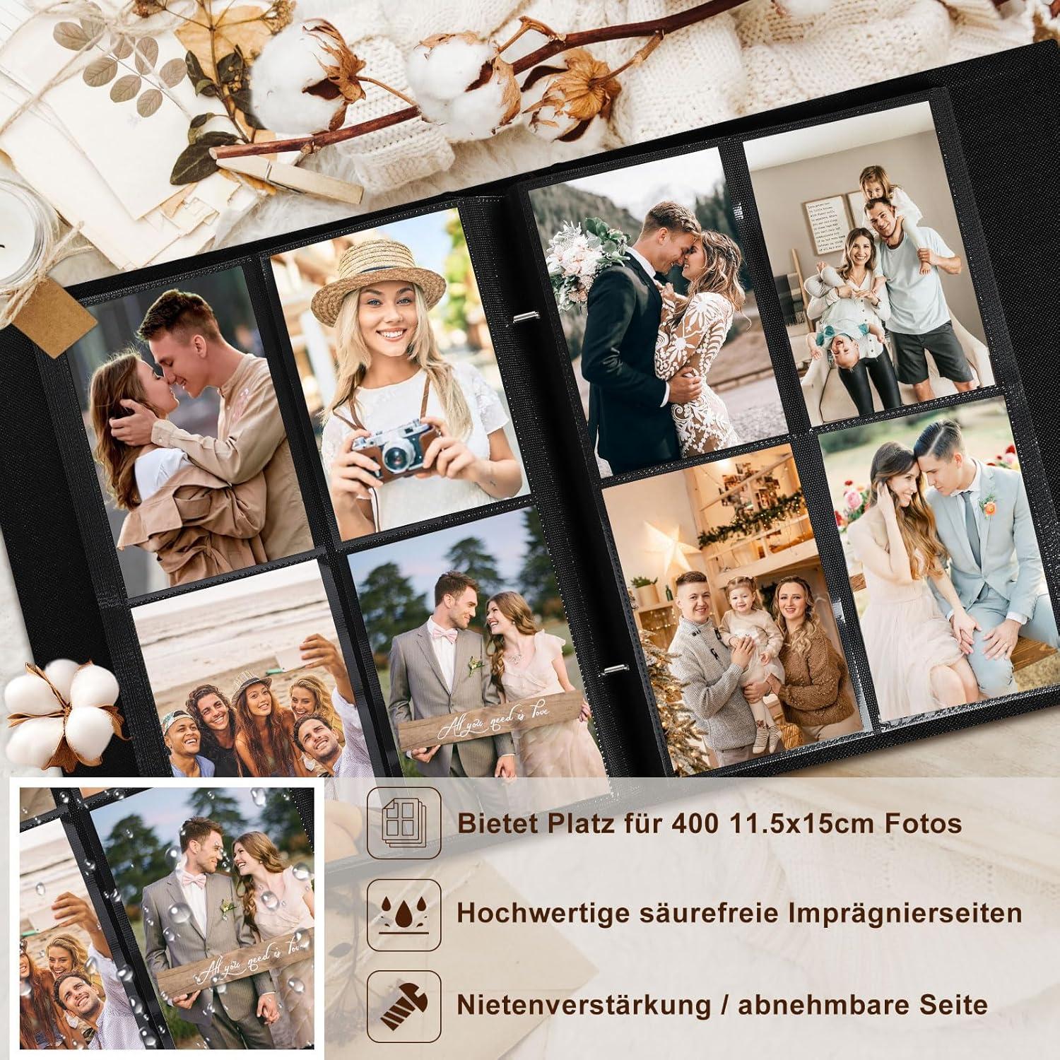 Fotobuch Leinen Einstecken 11,5x15 400 Taschen Beige Elegantes Design