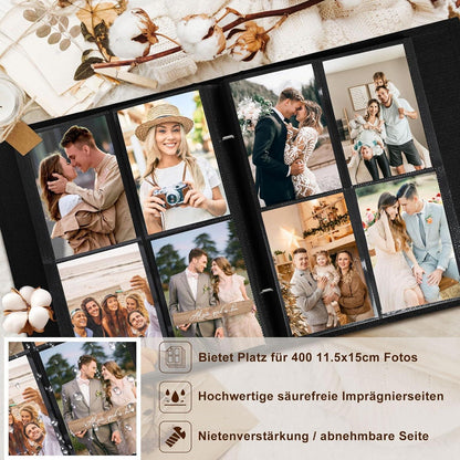 Fotobuch Leinen Einstecken 11,5x15 400 Taschen Beige Elegantes Design