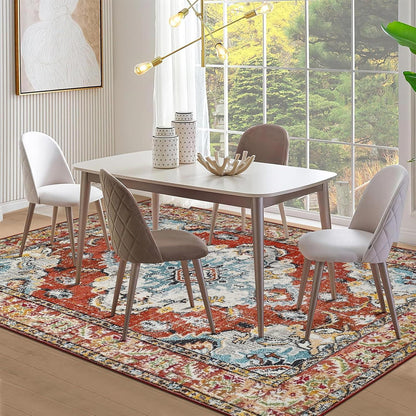 Boho Teppich Vintage Design Rot 120x170cm Waschbar Rutschfest Weich