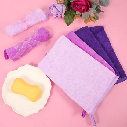 Mikrofaser Waschhandschuhe Lila 6er Pack für Gesicht & Körper