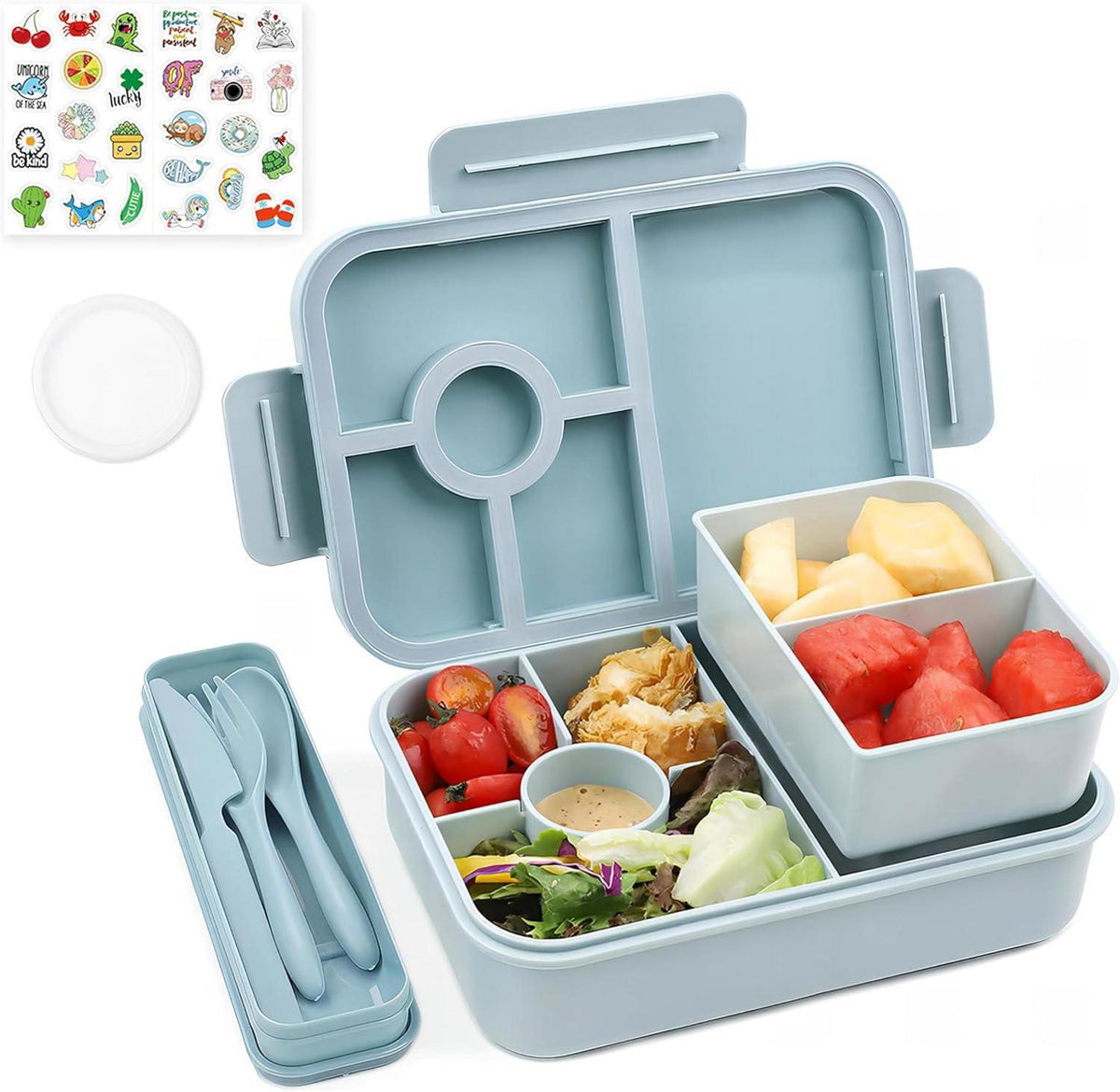 Lunchbox Kinder Bento Box mit Fächern 1300ML 3er Set Blau