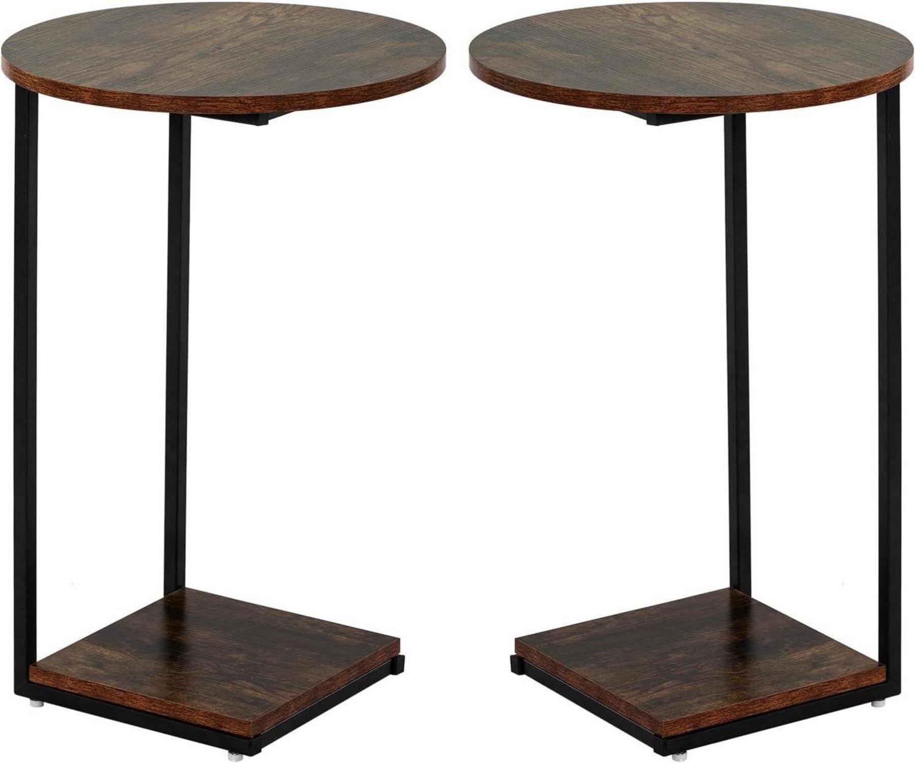 Runder Beistelltisch Set Vintagebraun 40x40x60cm