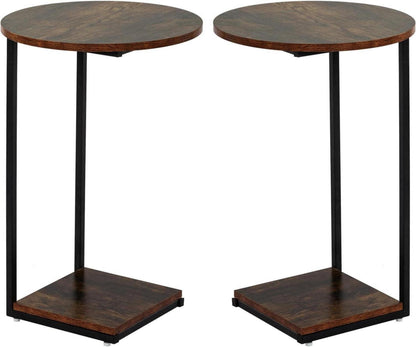 Runder Beistelltisch Set Vintagebraun 40x40x60cm