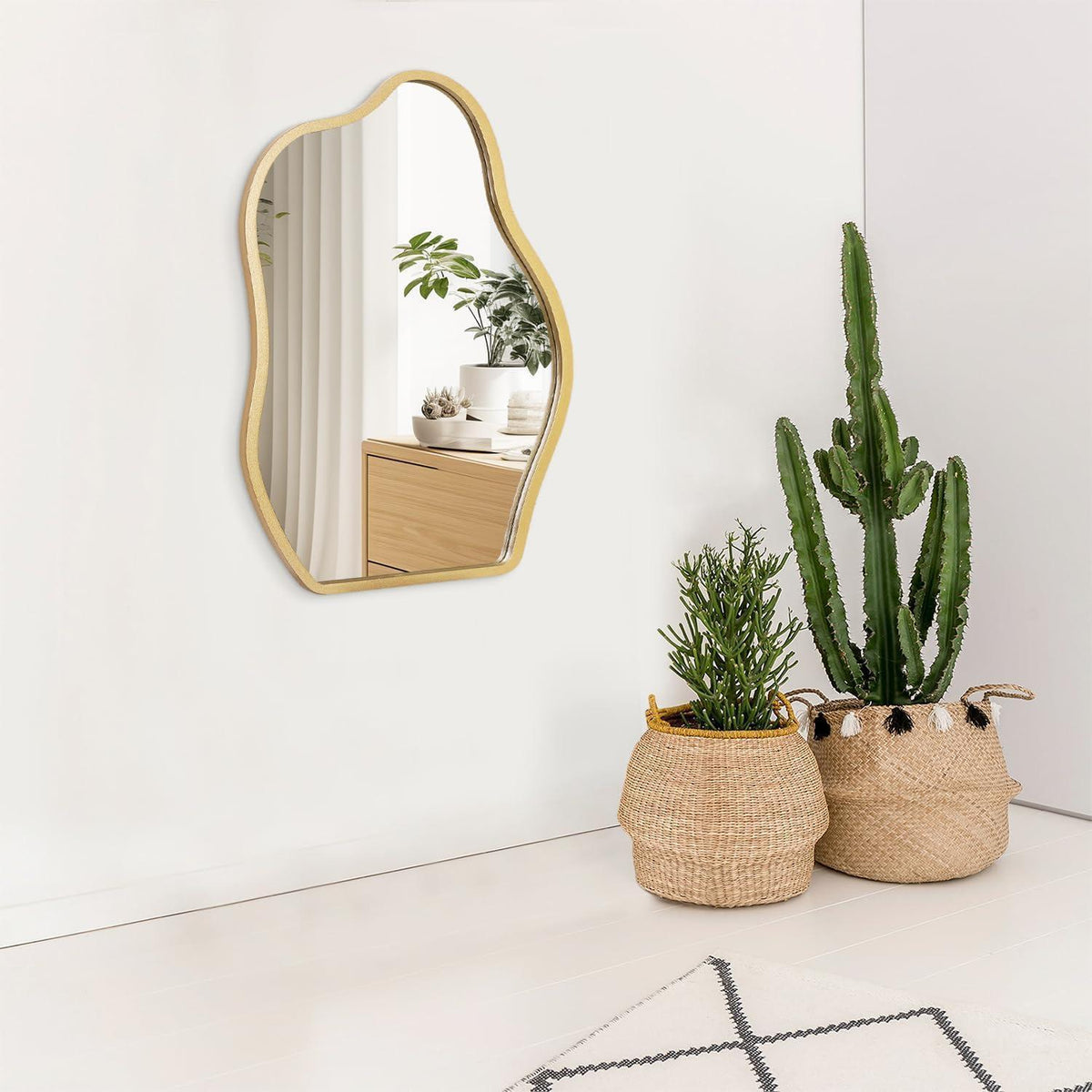 Moderner Wandspiegel Wolke Asymmetrisch Holzrahmen Gold 65x45 cm