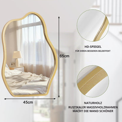 Moderner Wandspiegel Wolke Asymmetrisch Holzrahmen Gold 65x45 cm