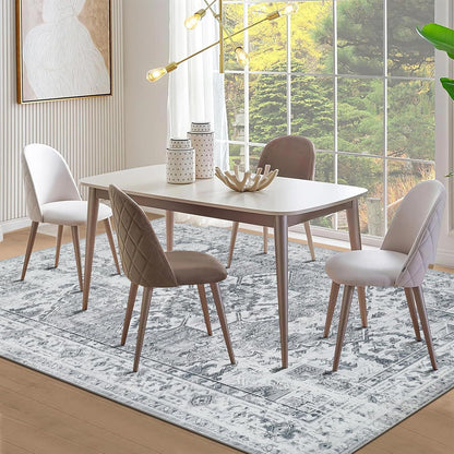 Vintage Design Boho Teppich Grau 120 x 170 cm rutschfest waschbar weich