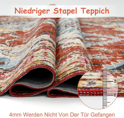 Boho Teppich Vintage Design Kurzflor Waschbar Rutschfest 160x230 cm